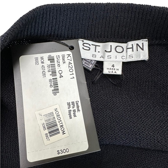 ST. JOHN BASICS Elastic Waist Pencil Black Mini Skirt Size 4 - Picture 4 of 17